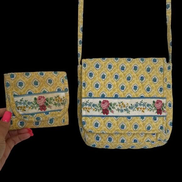 Vera Bradley Elizabeth Quilted 90s Floral Crossbody/Shoulder Purse & Wallet Y2K - Picture 1 of 15